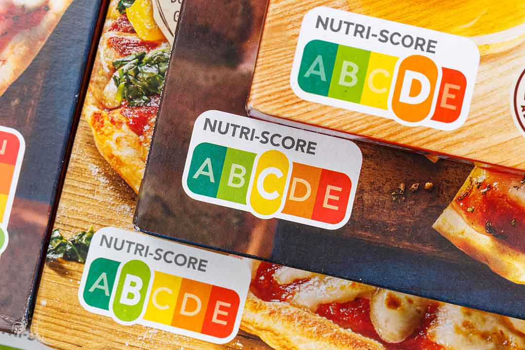 Nutri Score ist auf Pizza Verpackungen abgebildet